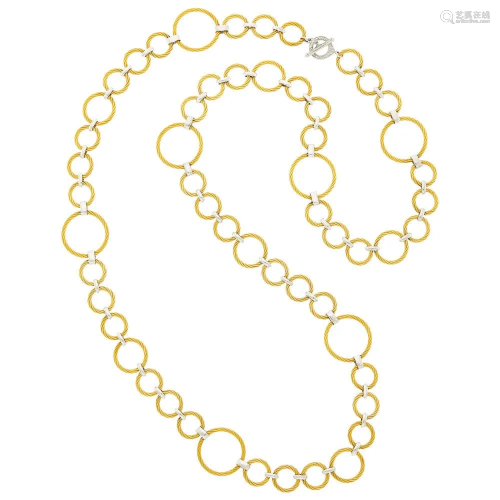 Charriol Long Gold and Stainless Steel Necklace