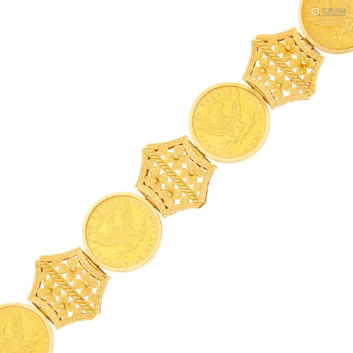Gold and Gold Coin Bracelet