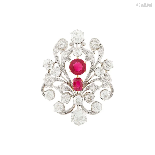 Antique Platinum, Gold, Diamond and Synthetic Ruby