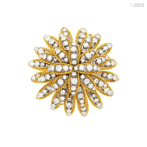 Two-Color Gold and Diamond 'En Tremblant' Flower Clip