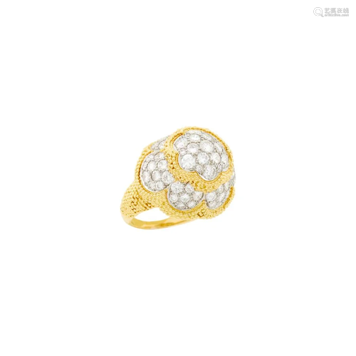 Two-Color Gold and Diamond Dome Ring