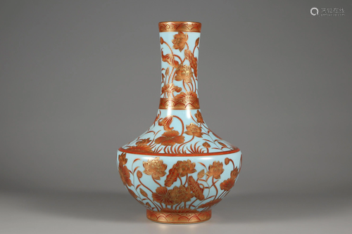 Iron-Red Gold Decorated Vase