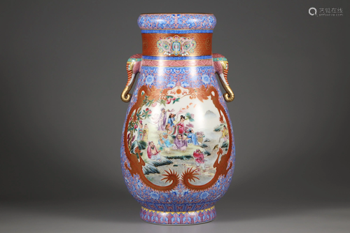 Famille Rose 'The Eight Immortals' Vase