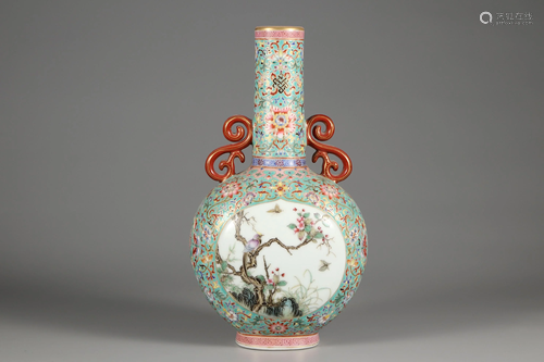 Green Under-Glazed Falangcai Gold Decorated 'Flowers