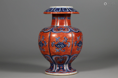 Iron-Red Blue White Vase