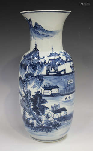 A Chinese blue and white porcelain vase, modern, painted wit...