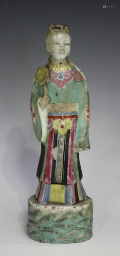 A Chinese famille rose enamelled export porcelain figure of ...