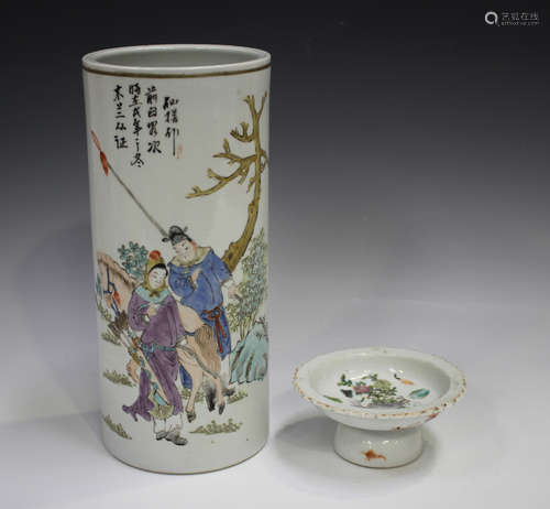 A Chinese famille rose porcelain cylinder vase, Republic per...