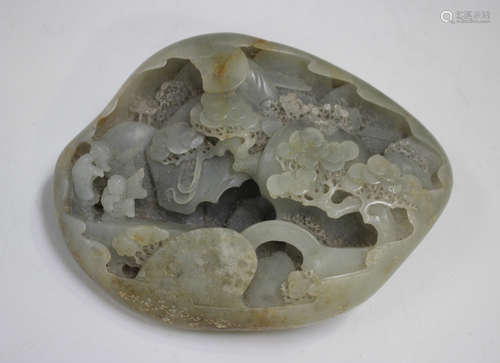 A Chinese jade boulder carving, probably 20th century, one s...