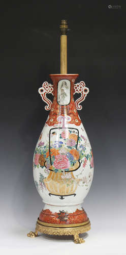 A Japanese Arita porcelain vase, Meiji period, of baluster f...