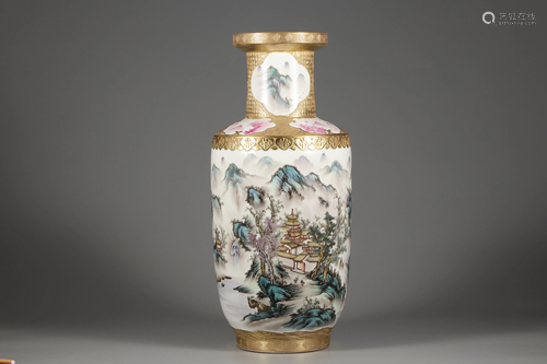 Famille Rose 'Landscape' Vase