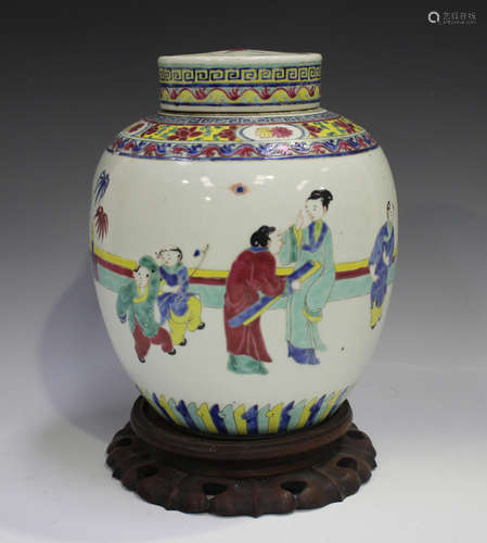 A Chinese famille rose porcelain ginger jar and cover, late ...