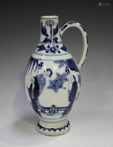 A Japanese Arita blue and white porcelain ewer, early 18th c...