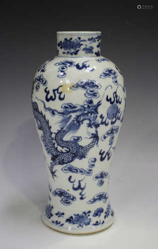 A Chinese blue and white porcelain vase, mark of Kangxi but ...