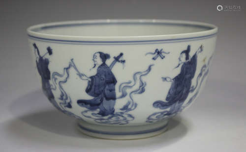 A Chinese blue and white porcelain bowl, mark of Chenghua bu...