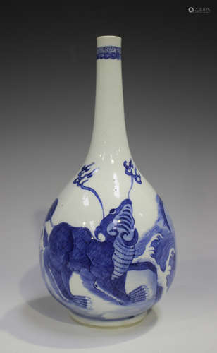 A Chinese blue and white porcelain bottle vase, Kangxi perio...