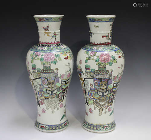 A pair of Chinese porcelain vases, mid-20th century, each of...