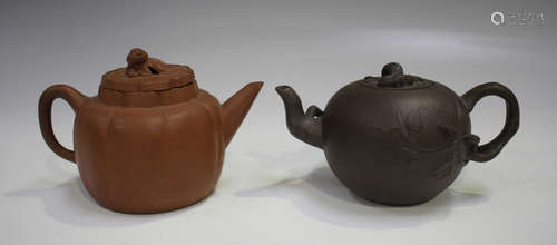 A Chinese Yixing stoneware diminutive teapot and cover with ...