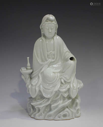 A Chinese blanc-de-Chine porcelain figure of Guanyin, Kangxi...