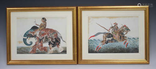 A pair of Indian Delhi School watercolour paintings on paper...