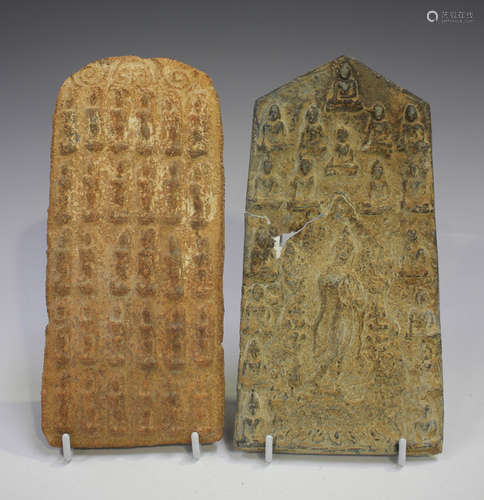 A Thai red pottery votive plaque/tablet of rectangular form ...