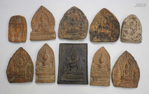 A group of ten Thai pottery votive plaques/tablets, various ...