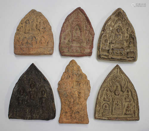 A group of six Thai pottery votive plaques/tablets, various ...