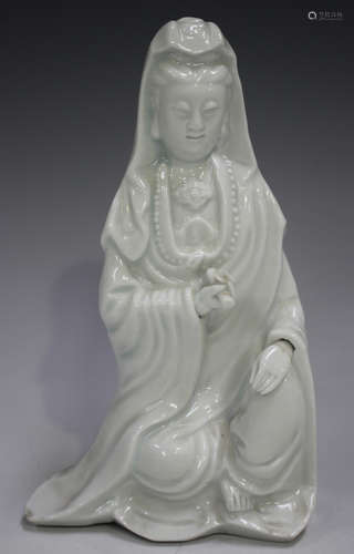 A Chinese blanc-de-Chine figure of Guanyin, Qing dynasty, mo...