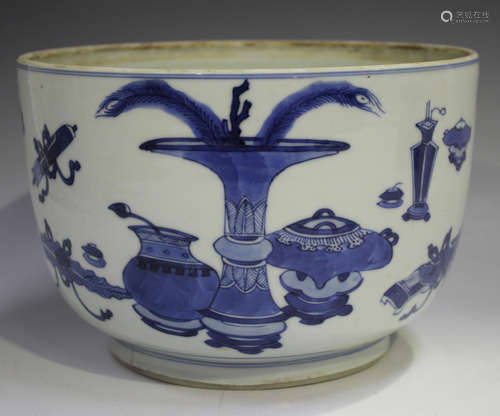 A Chinese blue and white porcelain bowl, Kangxi period, of s...