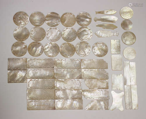 A collection of Chinese Canton export mother-of-pearl gaming...