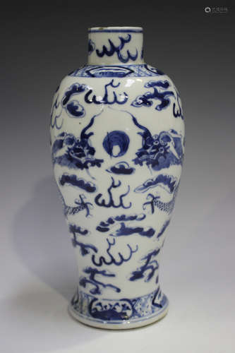 A Chinese blue and white porcelain vase, mark of Kangxi but ...