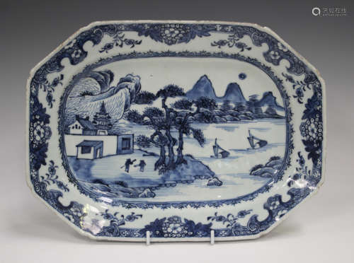 A Chinese blue and white porcelain meat dish, Qianlong perio...