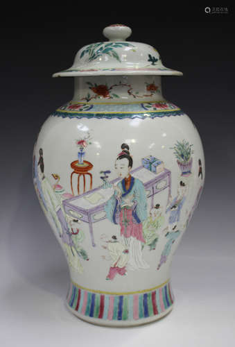 A rare Chinese famille rose enamelled export porcelain jar a...