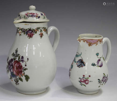 A Chinese famille rose export porcelain sparrow beak jug and...