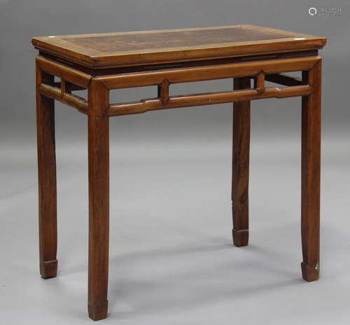 A Chinese walnut scholar's table, late Qing dynasty, the rec...