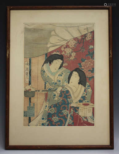 Toyohara Chikanobu (1838-1912) - two Japanese polychrome woo...