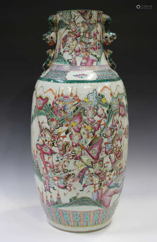 A large Chinese famille rose porcelain vase, mid-19th centur...