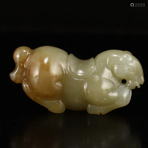 Hand Carved Chinese Hetian Jade Zodiac Horse Pendant