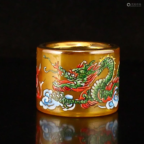 Gilt Edge Clouds Dragon Design Zircon Thumb Ring