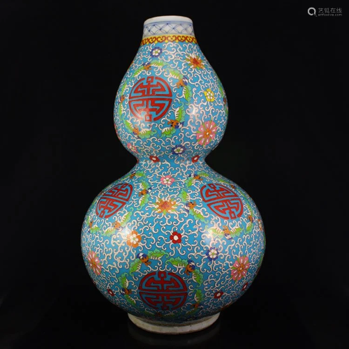 Cloisonne Inlay Copper Wire Porcelain Big Gourd Vase