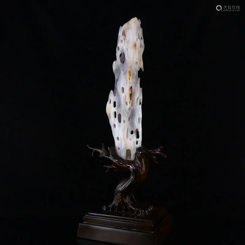 Beautiful Natural Wood Fossil Stone Statue