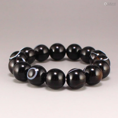 13 MM Tibetan DZI Agate Beads Bracelet