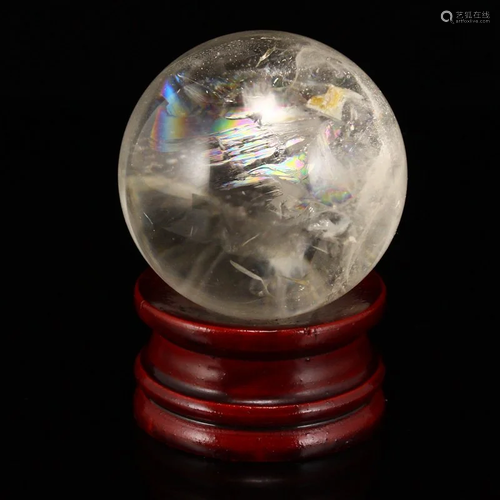 Vintage Chinese White Crystal Fengshui Ball