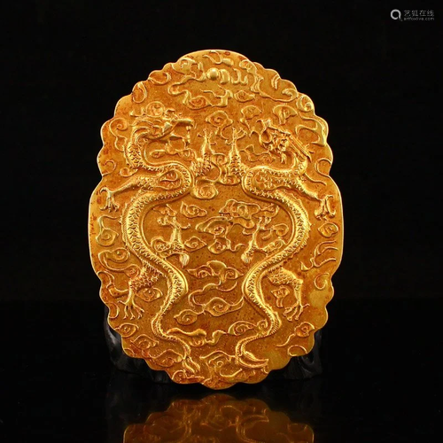 Chinese Gilt Gold Red Copper Offical Token