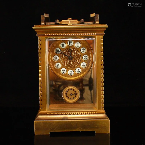 Superb Vintage Gilt Gold Red Copper Mechanical Clock