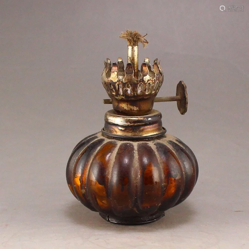 Vintage Chinese Peking Glass Oil Lamp