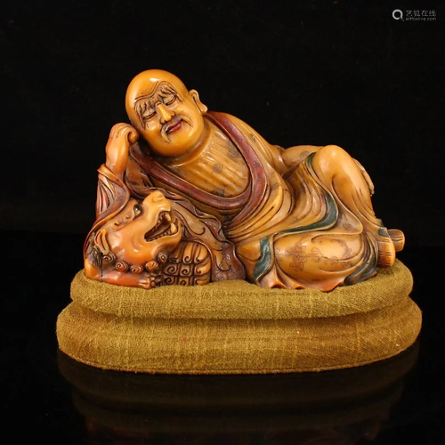 Superb Chinese Qing Dy Tianhuang Stone Arhat Statue