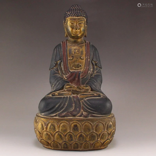 Chinese Gilt Gold Bronze Siddhartha Buddha Statue