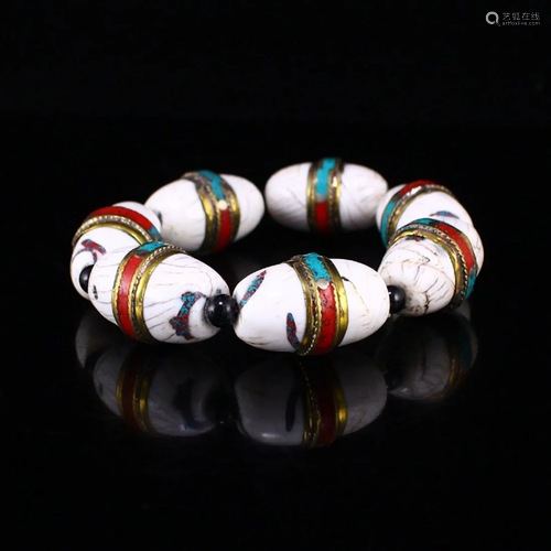 Vintage Tibetan White Turquoise Beads Bracelet