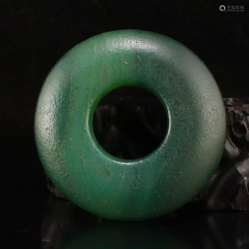 Vintage Green Agate Lucky Ring Pendant